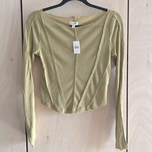 NWT Anthropologie Pilcro Long-Sleeve Sheer Corset Tee Size XS